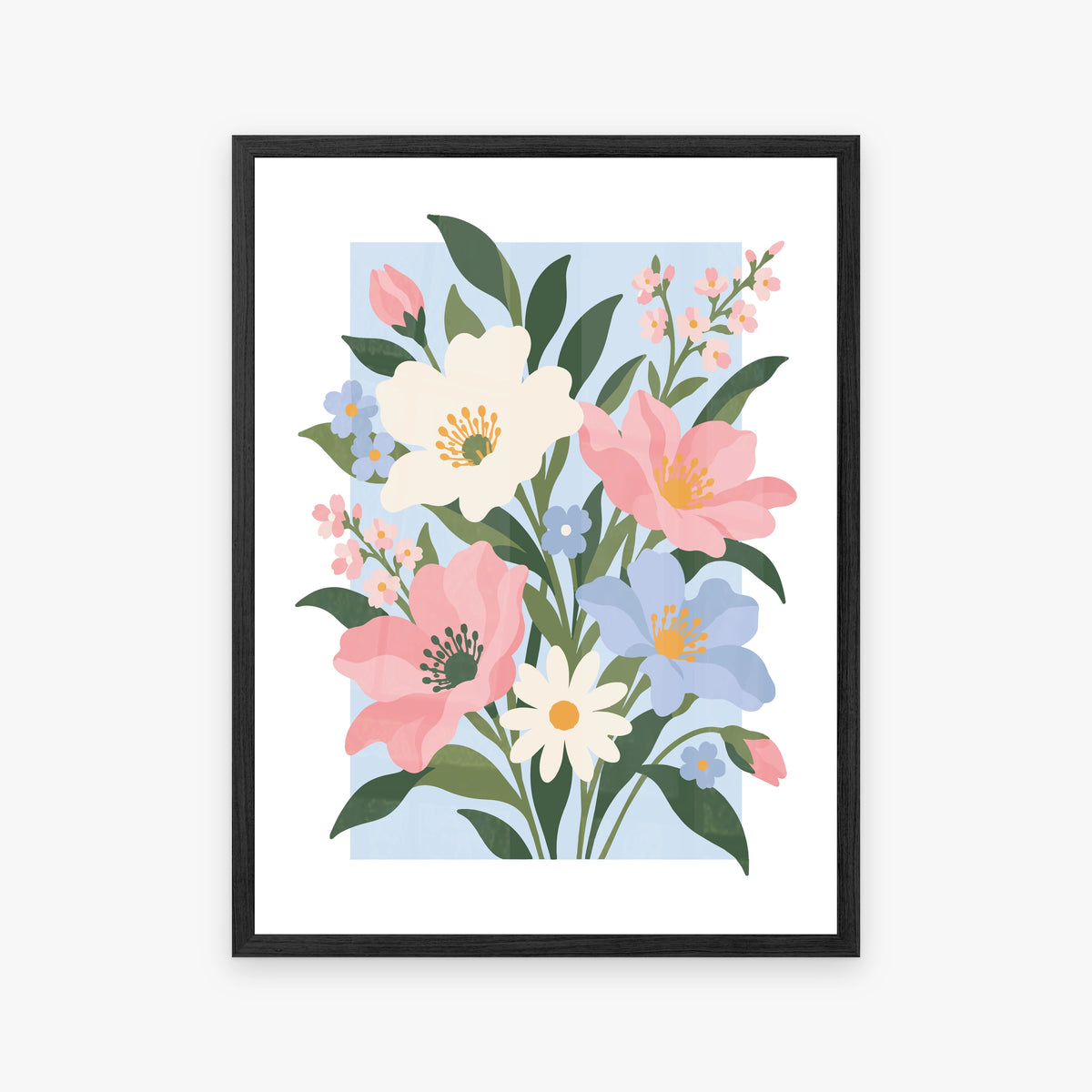 Vectoral Floral Illustration I in a black frame