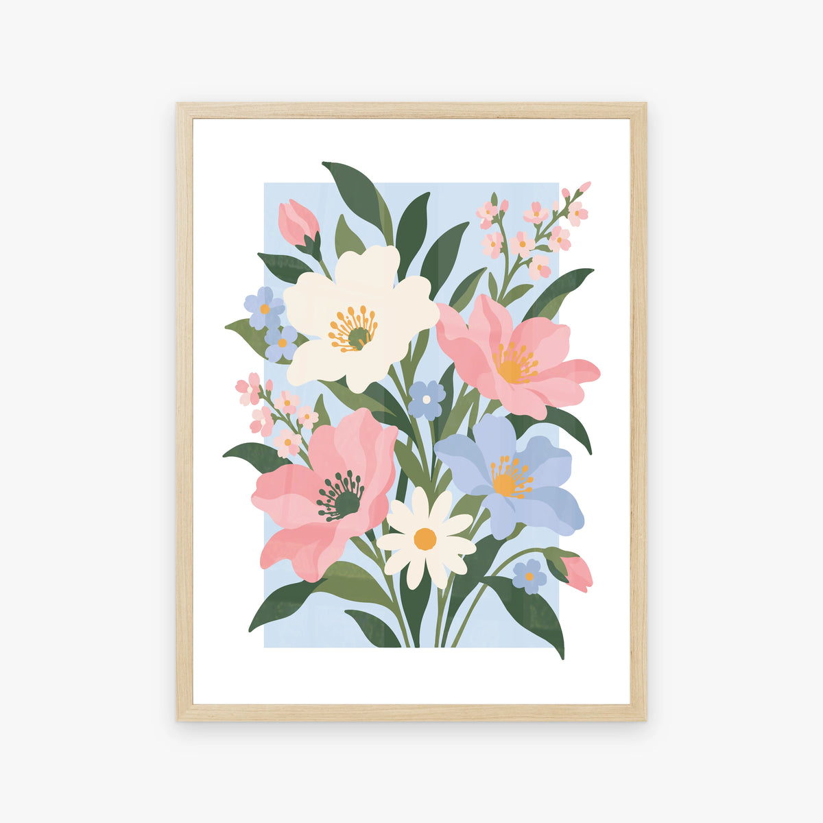 Vectoral Floral Illustration I in a wood frame