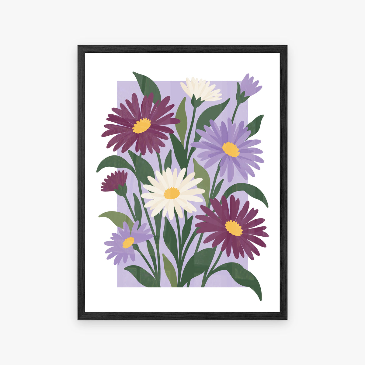 Vectoral Floral Illustration III in a black frame