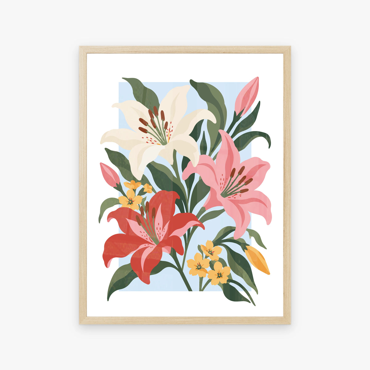 Vectoral Floral Illustration IV in a wood frame
