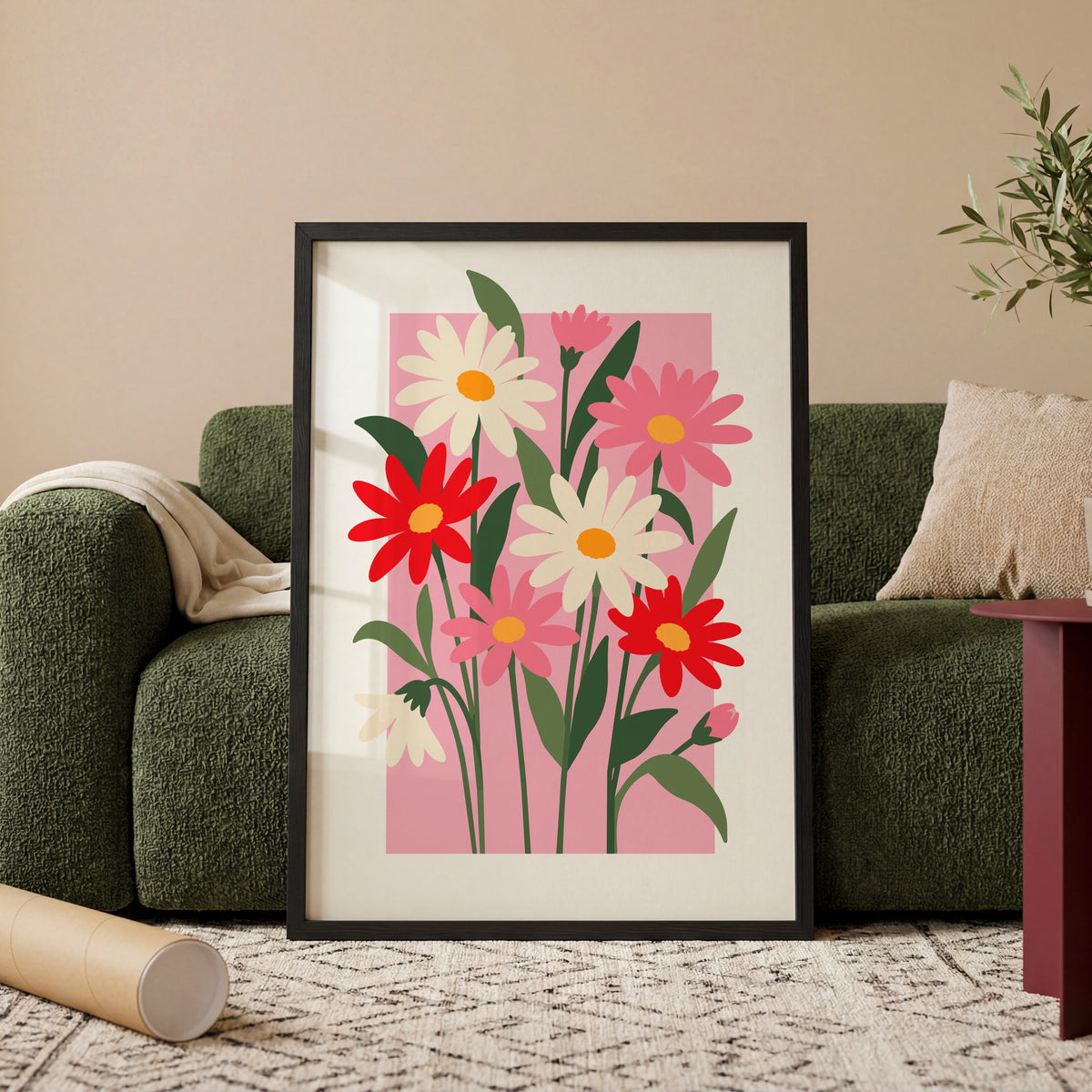 Vectoral Floral Illustration V wall art in a room