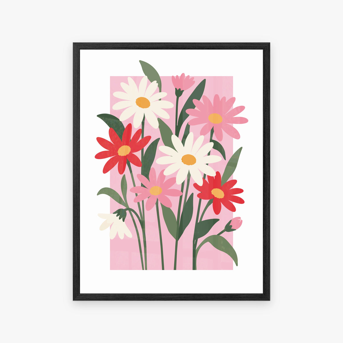 Vectoral Floral Illustration V in a black frame