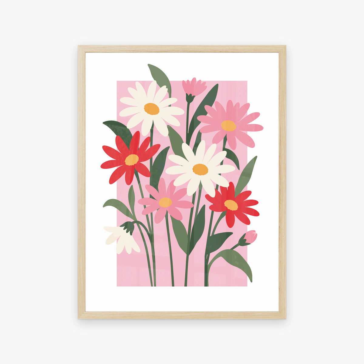 Vectoral Floral Illustration V in a wood frame