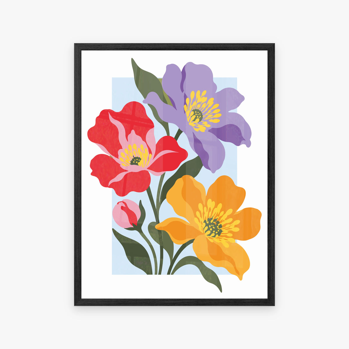 Vectoral Floral Illustration VI in a black frame