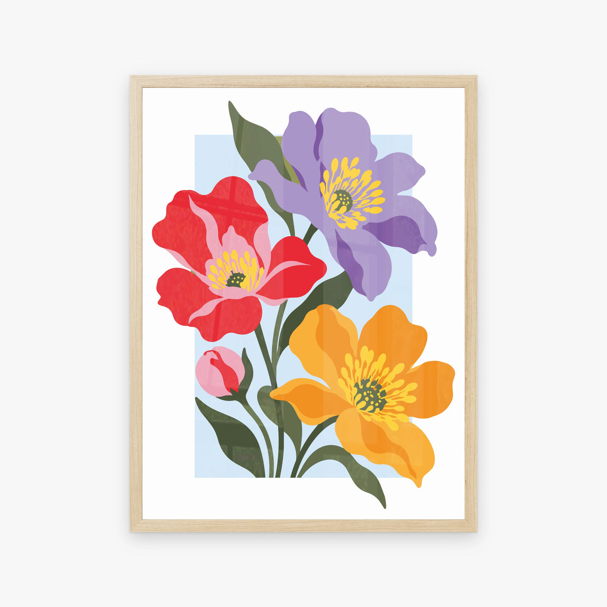 Vectoral Floral Illustration VI in a wood frame