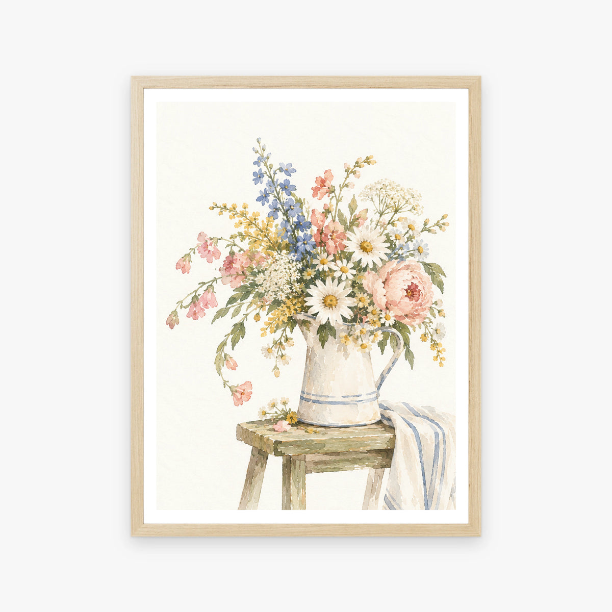 Watercolor Florals I in a wood frame