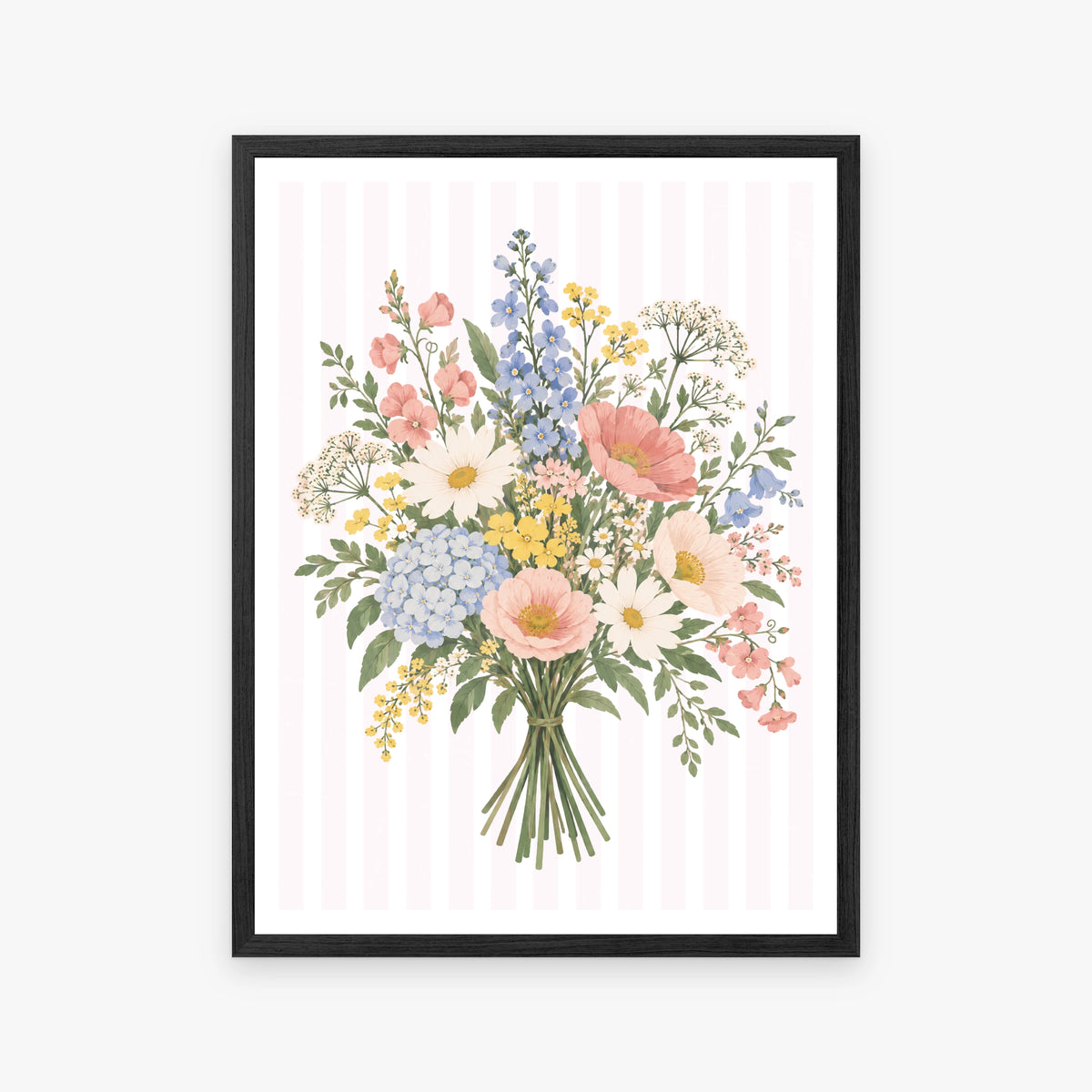 Watercolor Florals IV in a black frame